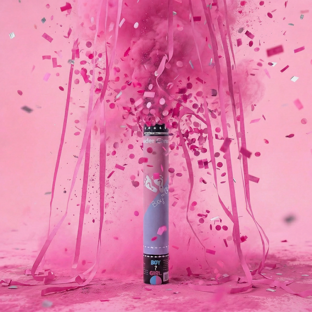Gender Reveal Powder + Confetti + Streamers Cannons