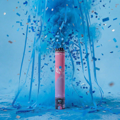 Gender Reveal Powder + Confetti + Streamers Cannons