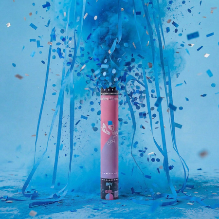 Gender Reveal Powder + Confetti + Streamers Cannons